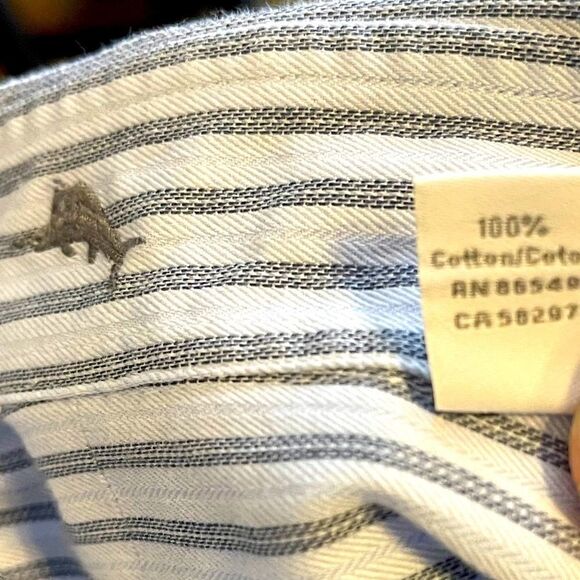Tommy Bahama 15.5-34/35 Blue-White Striped LS - Picture 3 of 5